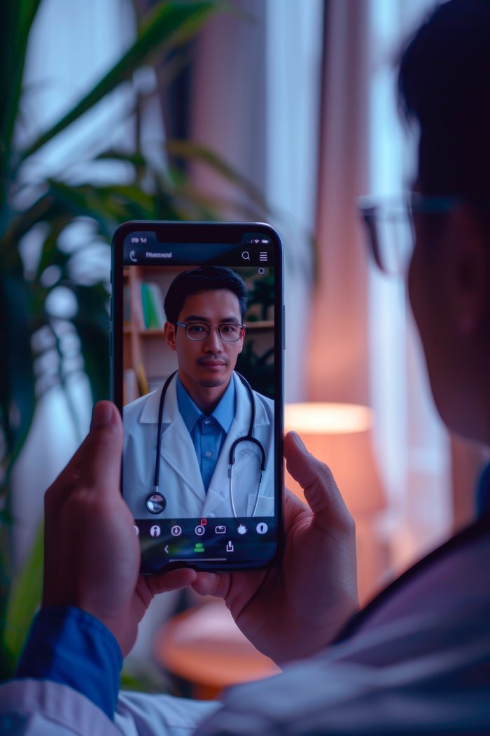Paciente em consulta de telemedicina pelo celular